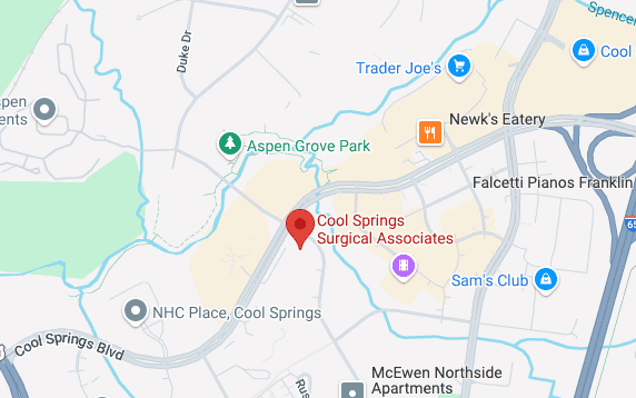 Map of Cool Springs Surgical Associates Franklin, TN office